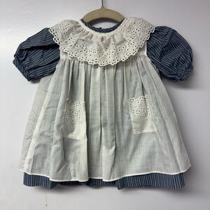 Sarah Kent 2T Vintage Stripe Puff Sleeve Dress Cottagecore Prairie Toddler G